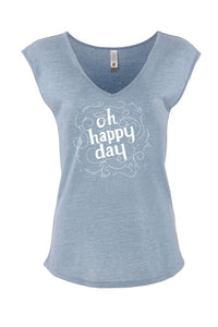 Morgan Apparel's Oh Happy Day V-Neck Shirt Denim